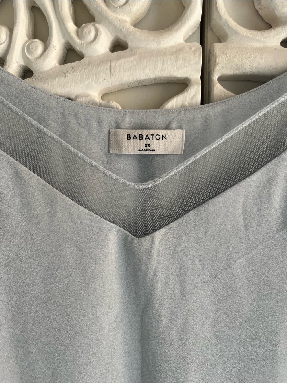 Babaton Aritzia Light Blue Silky Camisole Tank Top Mesh Trim XS - Picture 2 of 3